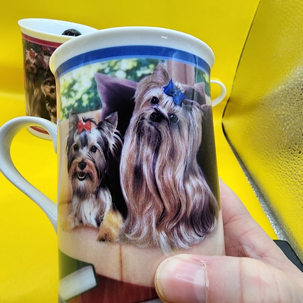 5 Danbury Mint Elegant Yorkies Porcelain Collector Mugs Lot - Great Condition - Picture 10 of 16